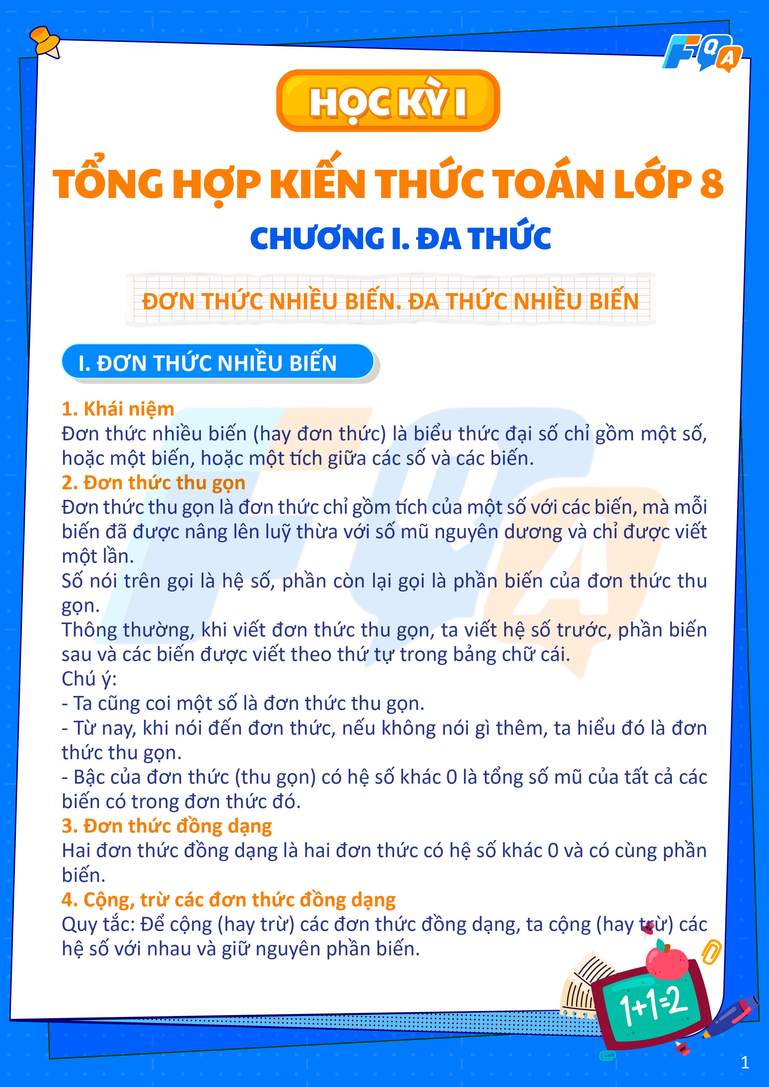 đơn thức toán 8