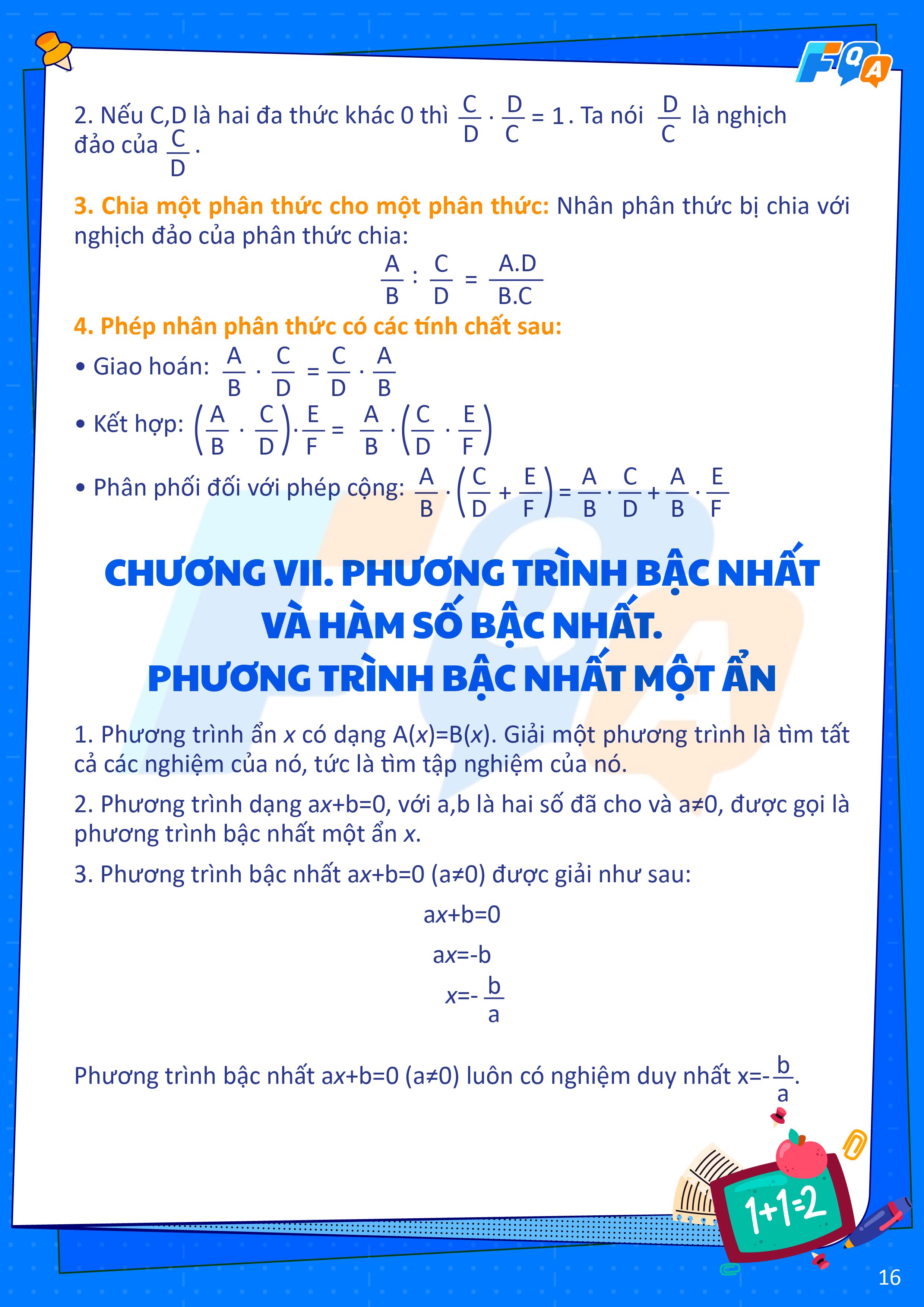 tính chất của phân thức