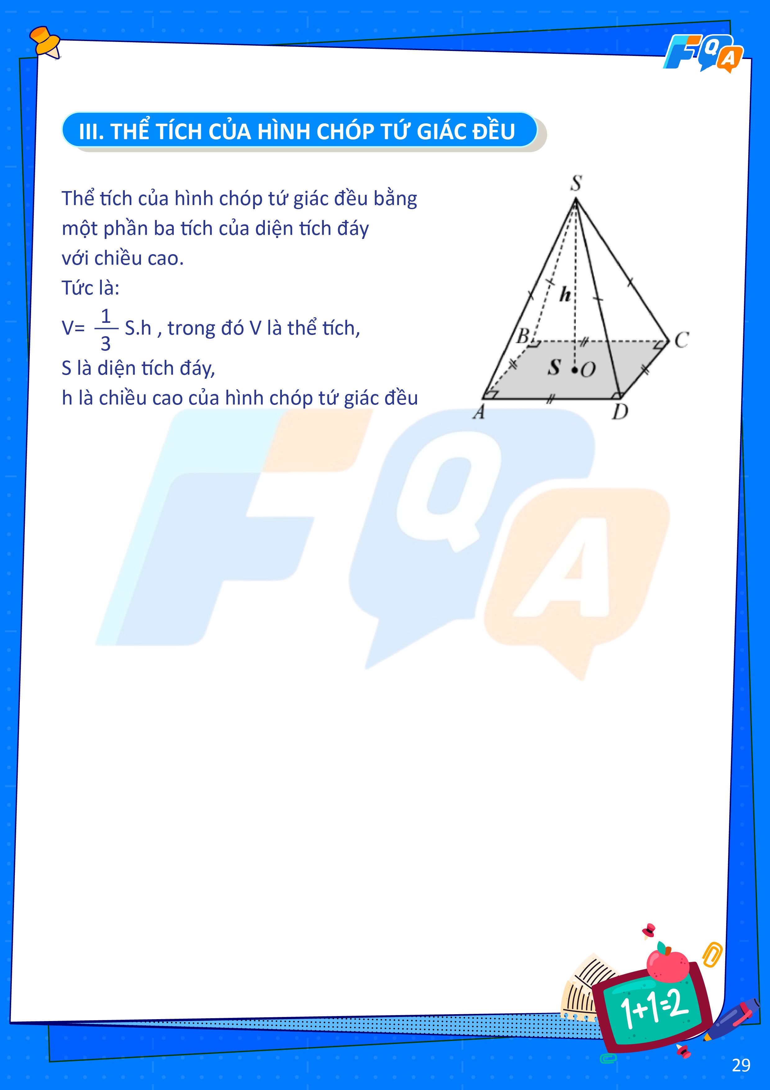 thể tích hình chóp tứ giác đều