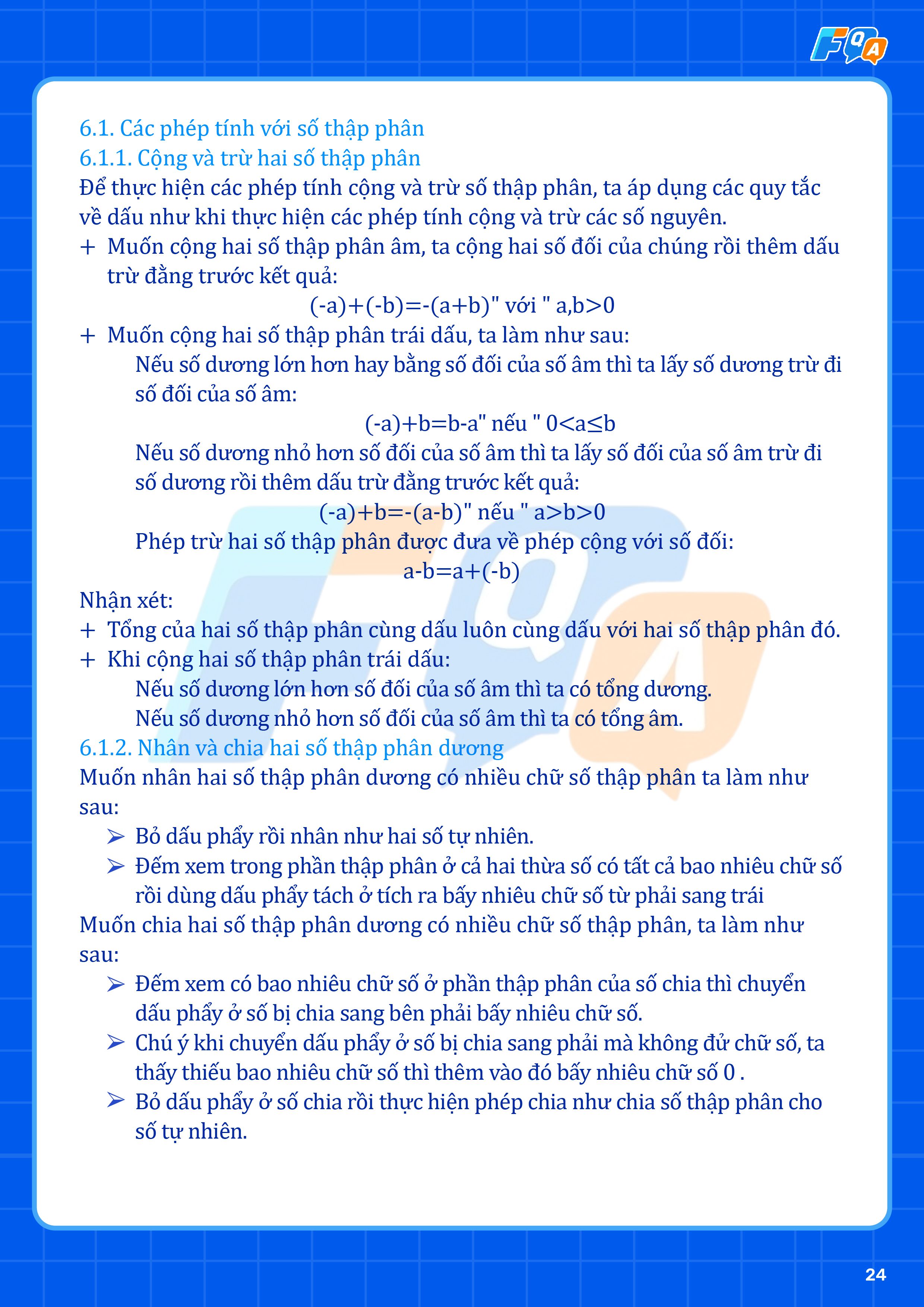 cộng trừ số thập phân