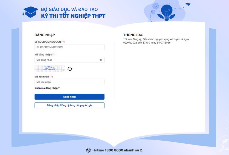 Hướng dẫn đăng ký nguyện vọng đại học 2026