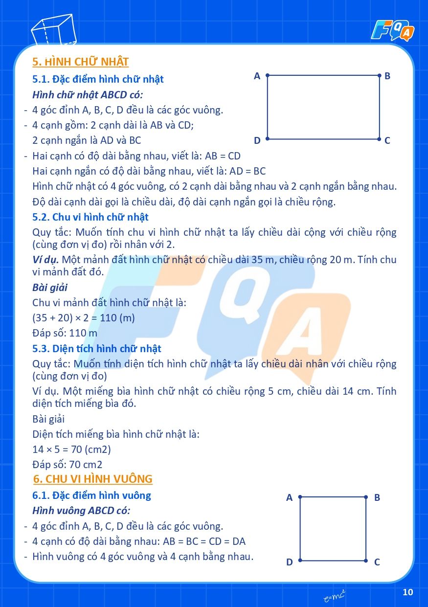 công thức toán lớp 3