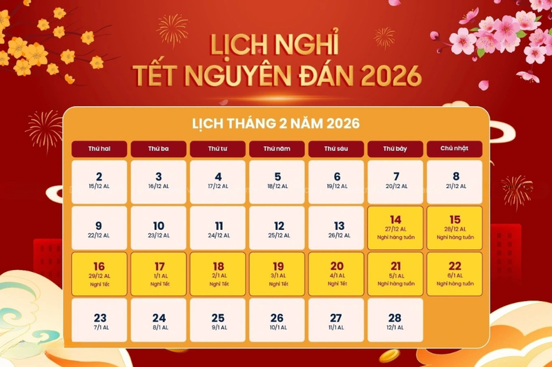 lịch nghỉ tết 2026 của học sinh hà nội
