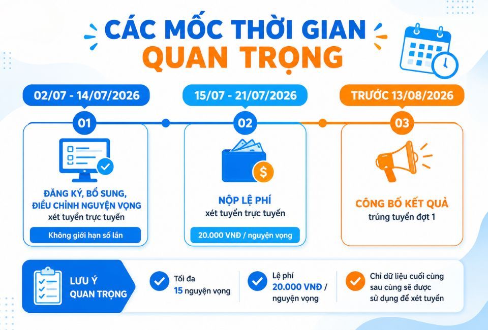 Thời gian đăng ký nguyện vọng đại học 2026