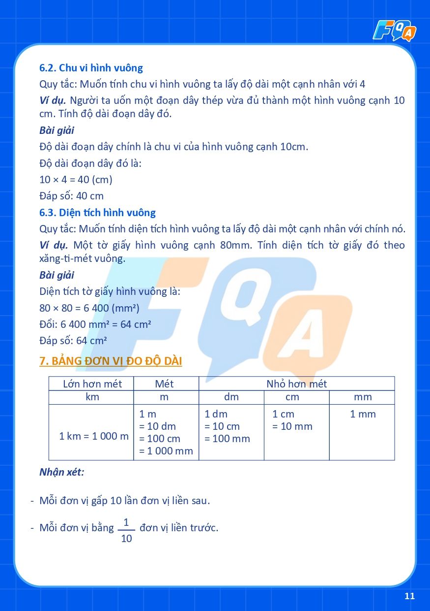 tổng hợp công thức toán lớp 3