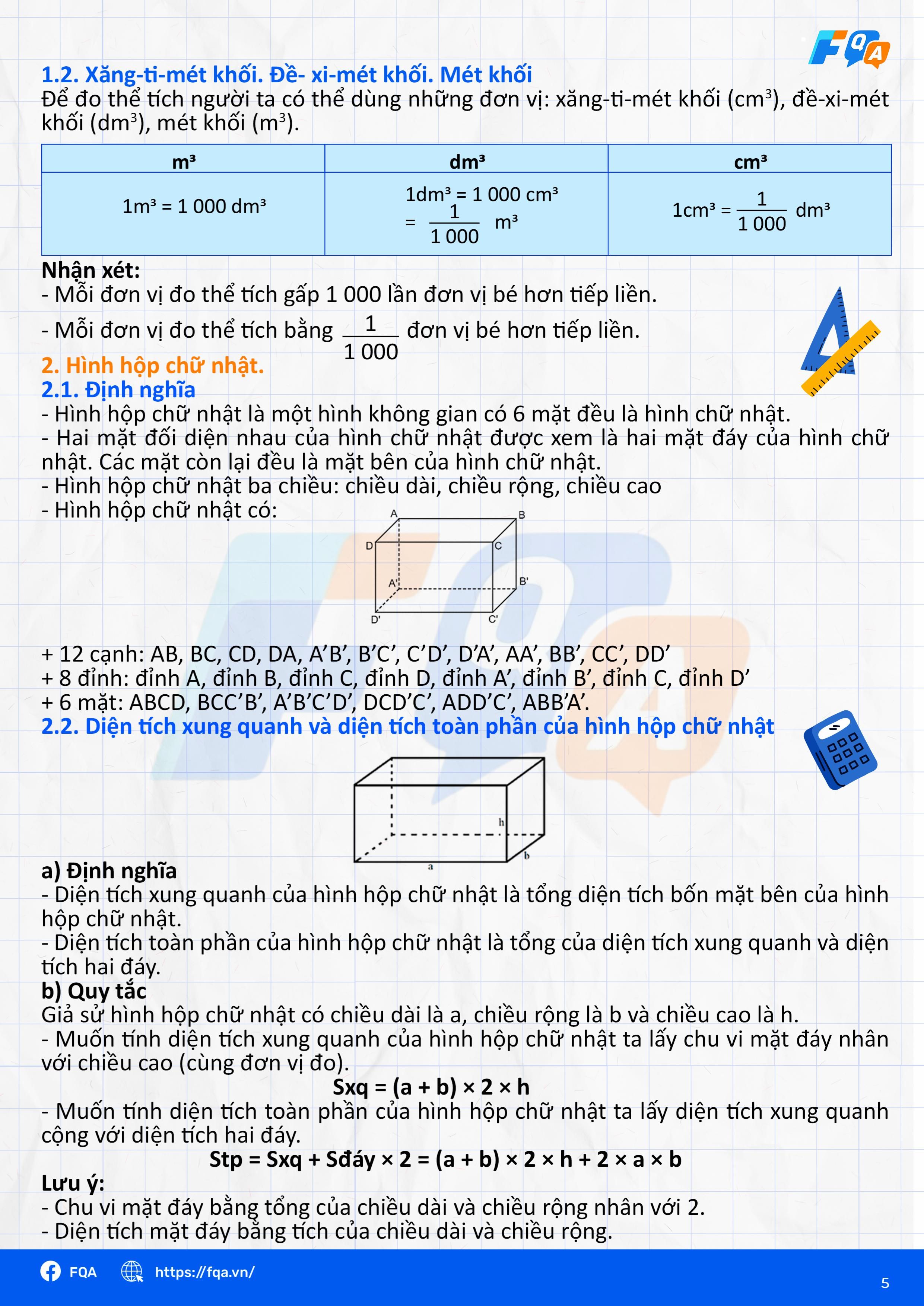 tổng hợp công thức toán 5